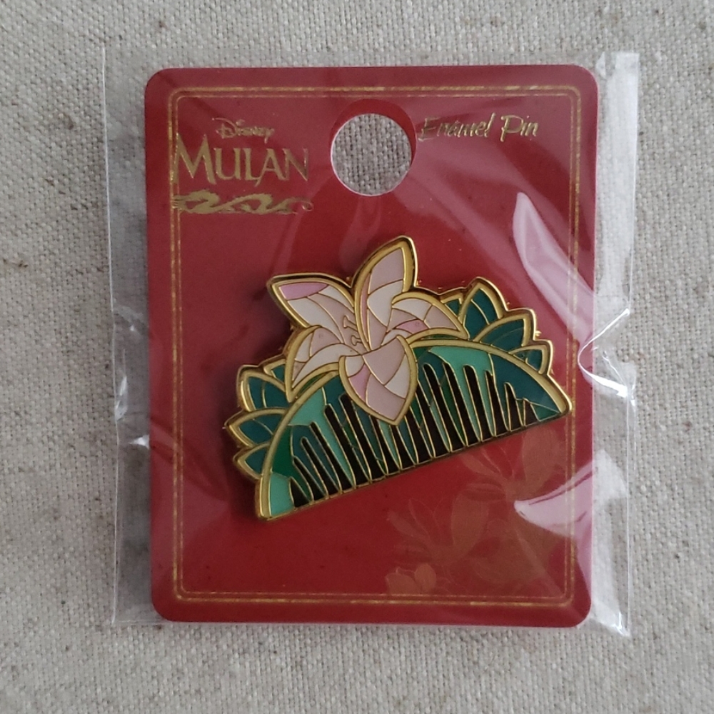 mulan comb stain glass enamel pin